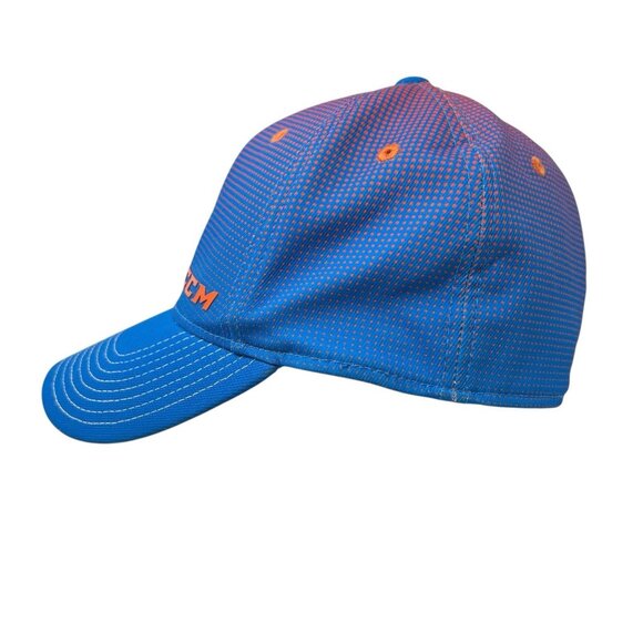 CCM Halftone Structured Flex Fitted Hat Cap S/M Hockey Equipment Blue Orange Dad - Picture 3 of 11